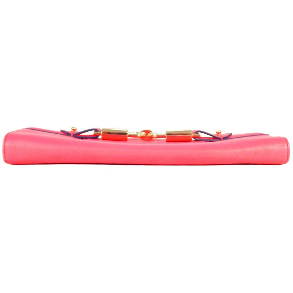 JUICY COUTURE Gold Lock Pink Leather Envelope Clutch Bag $198 - Picture 3 of 12